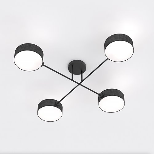 Lampa sufitowa MAGA 4 BLACK plafon, czarna, abażur