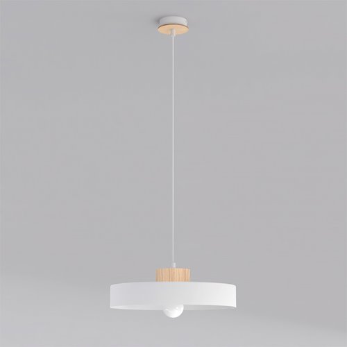 Lampa wisząca KIVI 1L WHITE nowoczesna, biała, metal, drewno