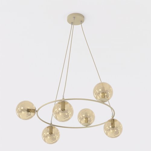 Lampa wisząca AZURA 6 MOKKA AMBER nowoczesna, klosze, beżowa