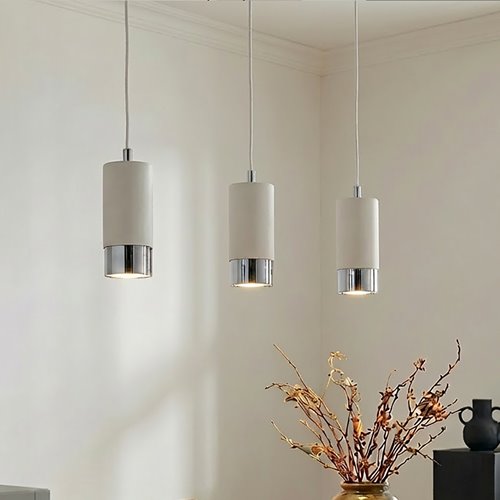 Lampa wisząca FUMIKO 3 WH/CHROME tuby, metal, biały/chrom