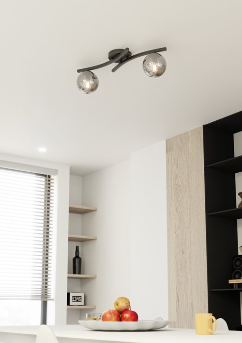 Lampa sufitowa OPUS 2 BL GRAFIT, plafon, klosz grafit czarny