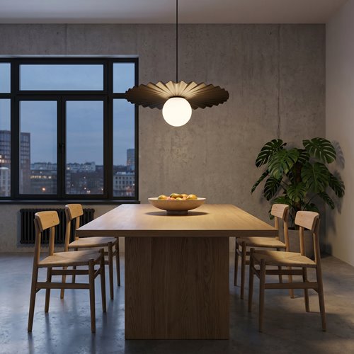 Lampa wisząca UMBRA 1 BLACK nowoczesna, czarna, metal, fala