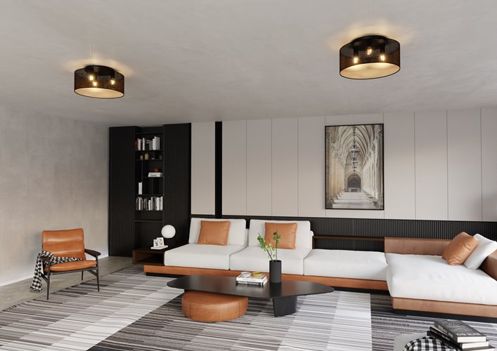 Lampa sufitowa ASTON 3 BLACK/GOLD abażur, czarno/złoty