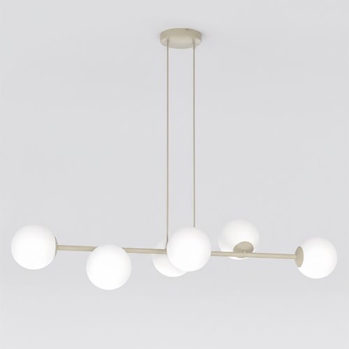 Lampa wisząca MAGNUS 6 MOKKA OPAL nowoczesna, klosz, beżowa