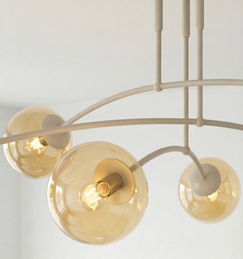 Lampa sufitowa PREGOS 6 MOKKA AMBER klasyczna, klosz, beżowa