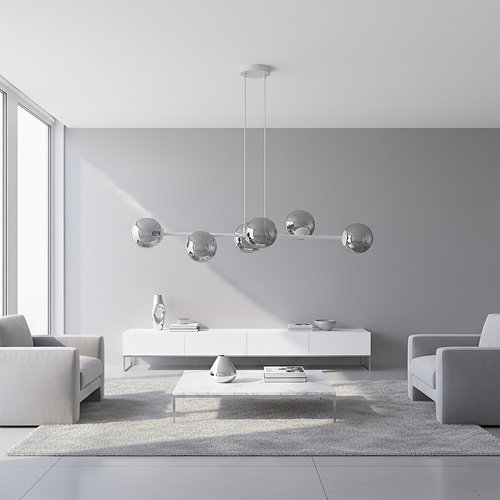 Lampa wisząca MAGNUS 6 GRAY GRAFIT nowoczesna, klosz, szara
