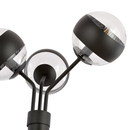 Lampa podłogowa NOVA LP3 BL/STRIPE klosze czarna/transparent