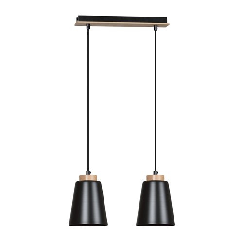 Lampa wisząca BOLERO 2 BLACK skandynawska, drewno, czarna