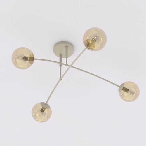 Lampa sufitowa PREGOS 4 MOKKA AMBER klasyczna, klosz, beżowa