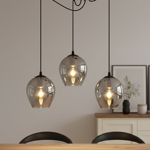 Lampa wisząca LEVEL 3 BL GRAFIT pająk, klosze grafit, czarna