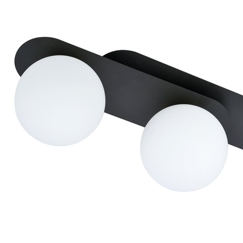 Lampa sufitowa PLAZA 3 BL/OPAL plafon, klosze, czarna/biała