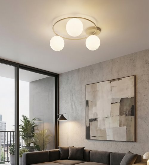 Lampa sufitowa SOPRA 3 MOKKA OPAL plafon klosze beżowa biała