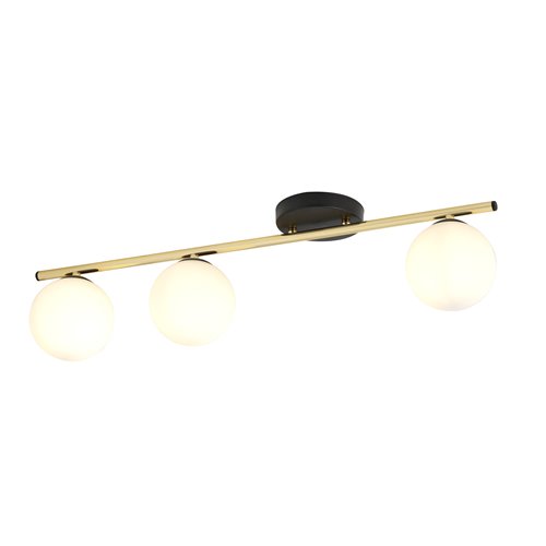 Lampa sufitowa MONZA 3 BL OPAL plafon, czarna/złota/biała