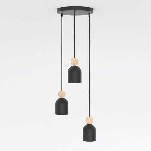 Lampa wisząca MESI 3PREM BLACK nowoczesna, czarna, metal