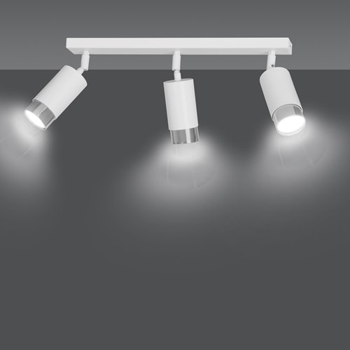 Lampa sufitowa HIRO 3 WH/CHROME tuby, metal, biały/chrom