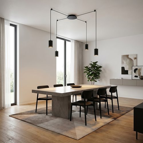 Lampa wisząca TRAKER 4 BL/BLACK nowoczesna, pająk, czarna