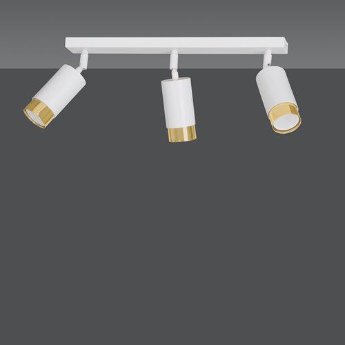 Lampa sufitowa HIRO 3 WH/GOLD tuby, metal, biało/złota
