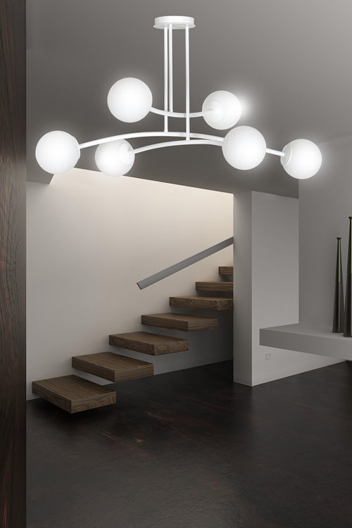 Lampa sufitowa HALLDOR 6 WHITE klasyczna klosz biała