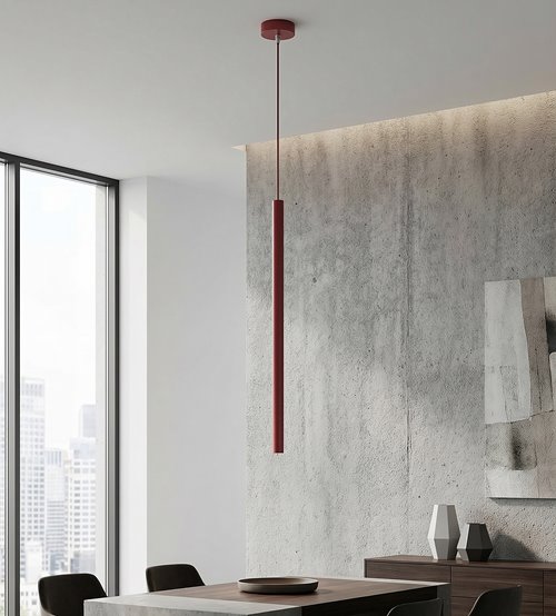 Lampa wisząca SELTER 1 BURGUNDY glamour, sople, burgundowa