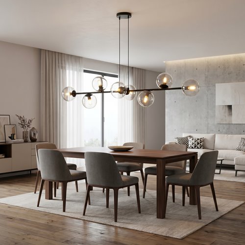 Lampa wisząca ROSSI 8 BL TRANSPARENT klosz, czarna