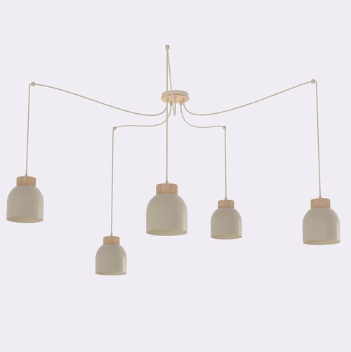 Lampa wisząca KRU 5 MOKKA nowoczesna, beżowa, metal, pająk