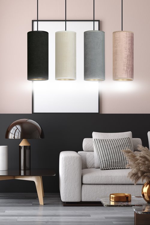 Lampa wisząca BENTE 4 BL MIX abażur welur kolor