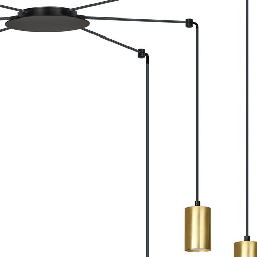 Lampa wisząca TRAKER 6 BL/GOLD nowoczesna pająk czarno/złota