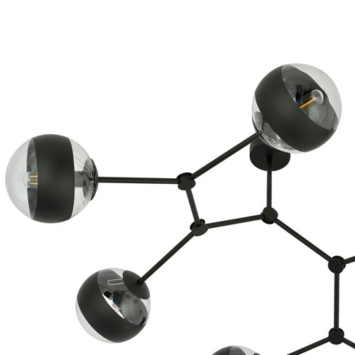 Lampa sufitowa SPACE 6 BL/STRIPE kule czarna/transparent