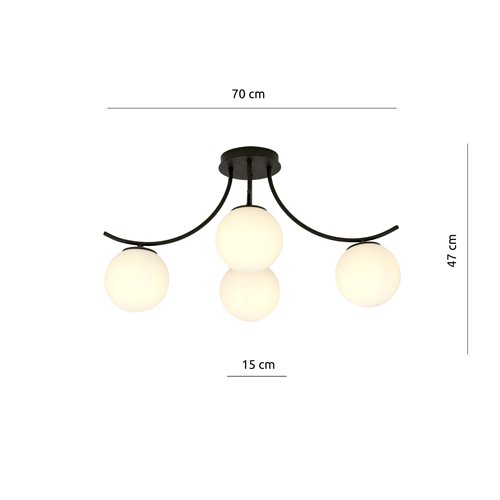 Lampa sufitowa BOSTON 4 BLACK/OPAL nowoczesna czarna/biała