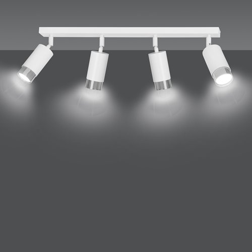 Lampa sufitowa HIRO 4 WH/CHROME tuby, metal, biały/chrom