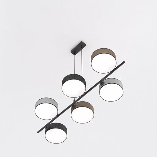 Lampa wisząca DRUMZ 6 MIX1 nowoczesna, czarna, abażury