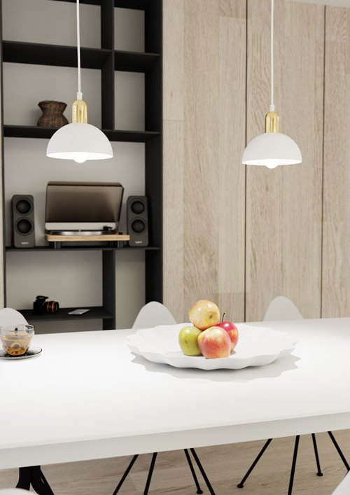 Lampa wisząca MOTO 1 WH, loft, biały, złoty