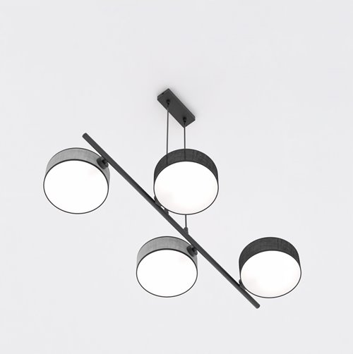 Lampa wisząca DRUMZ 4 MIX2 nowoczesna, szara, abażury
