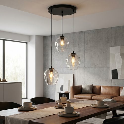 Lampa wisząca ISTAR 3 BL PREMIUM TRANSPARENT loft czarna