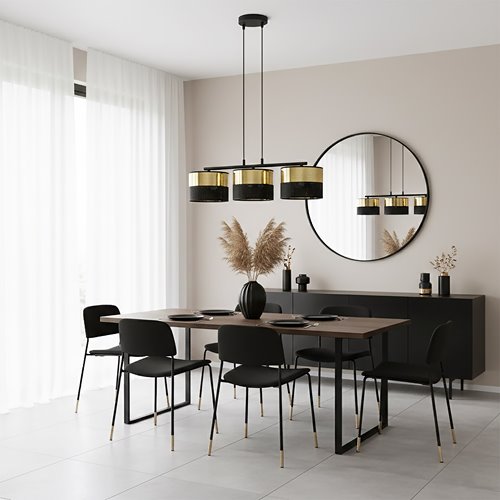 Lampa wisząca LUX 3 BL GOLD abażur, czarny, złoty