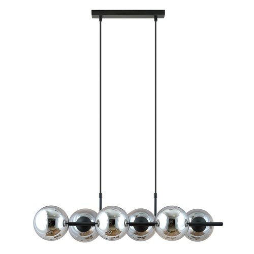 Lampa wisząca RORY 6 BLACK/GRAFIT loft, czarna, klosz