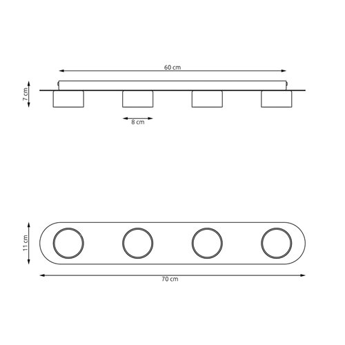 Lampa sufitowa DIAZ 4 BL plafon, czarna, loft
