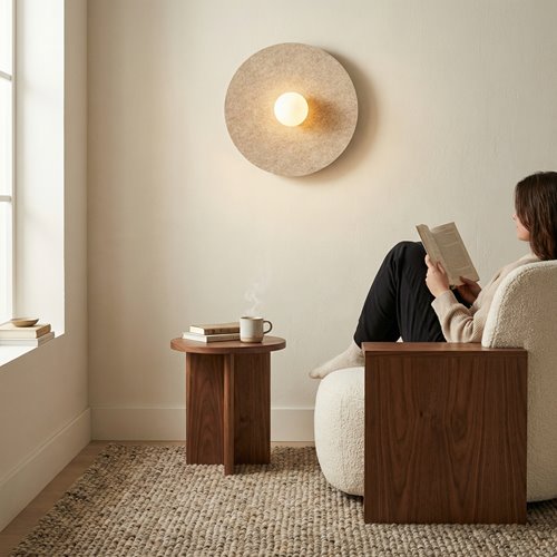 Kinkiet CALMA L K1 BEIGE nowoczesny, klosz, filc, beżowy