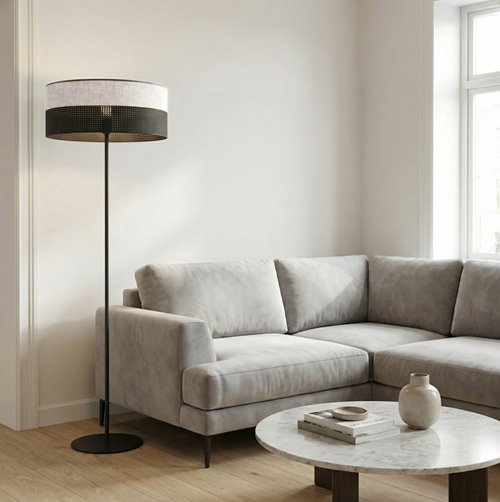 Lampa podłogowa KARBON LP1 BL GRAY klasyczna, szara, abażur