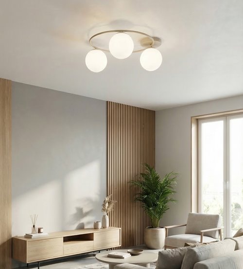 Lampa sufitowa SOPRA 3 MOKKA OPAL plafon klosze beżowa biała