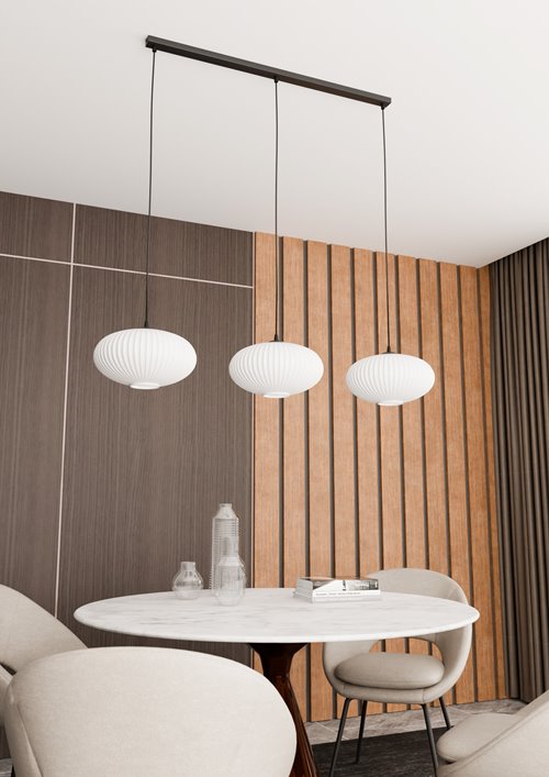 Lampa wisząca COCO 3 BL OPAL, duży klosz, biała, czarna