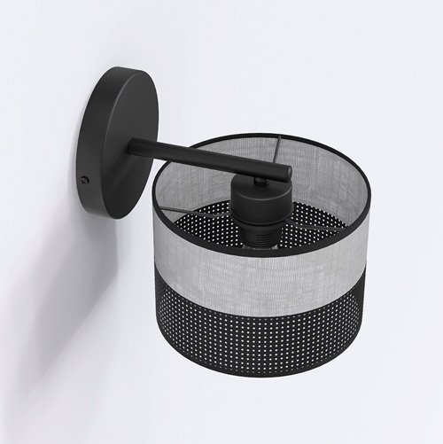 Kinkiet KARBON K1 BL GRAY klasyczny, abażur, szary