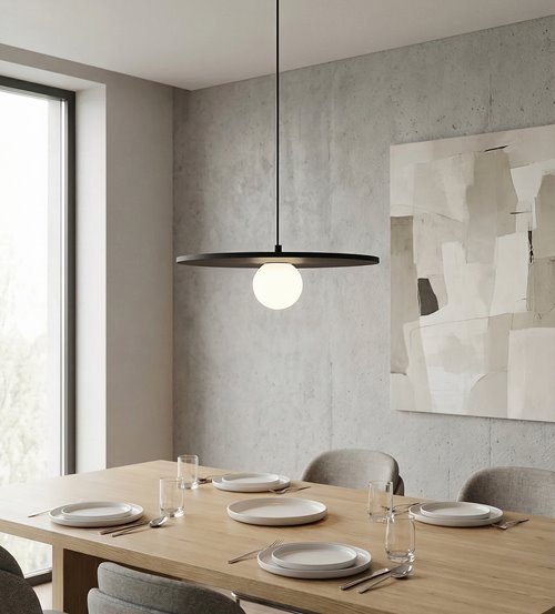 Lampa wisząca CALMA 1 BLACK nowoczesna, czarna, filc