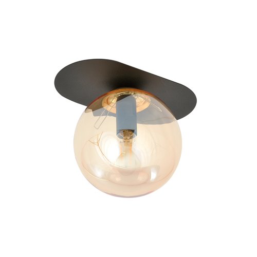 Lampa sufitowa PLAZA 1 BL/MIODOWY plafon czarna/bursztyn