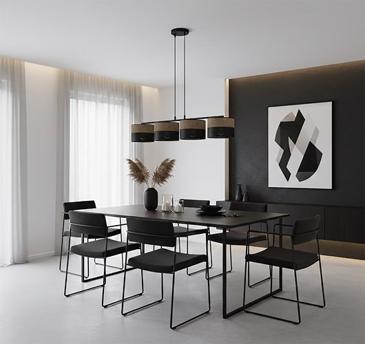 Lampa wisząca KARBON 4 BL BROWN klasyczna, abażur, brązowa