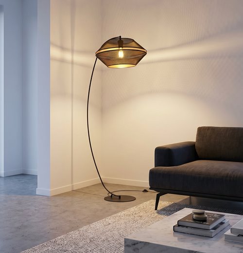 Lampa podłogowa MALIA LP BLACK/GOLD abażur czarna/złota