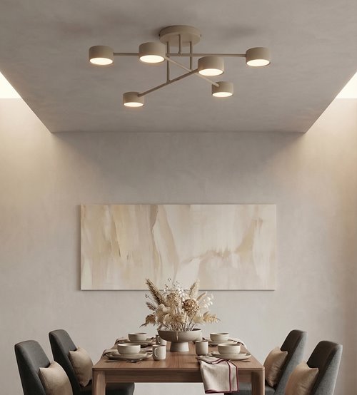 Lampa sufitowa HALO 6 MOKKA minimalistyczna, beżowy, metal