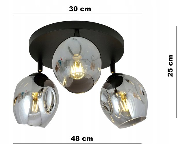 Lampa sufitowa FLOW 3 PREMIUM GRAFIT loft czarna grafit