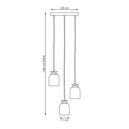 Lampa wisząca TARGET 3 PREM BL, loft, czarny, złoty