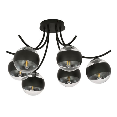 Lampa sufitowa BOSTON 6 BLACK/STRIPE czarna/transparent